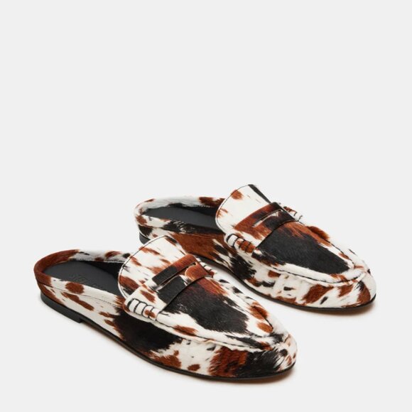 BRAND NEW Steve Madden RAFE BROWN COW PRINT Mules Size 10 - Picture 2 of 4